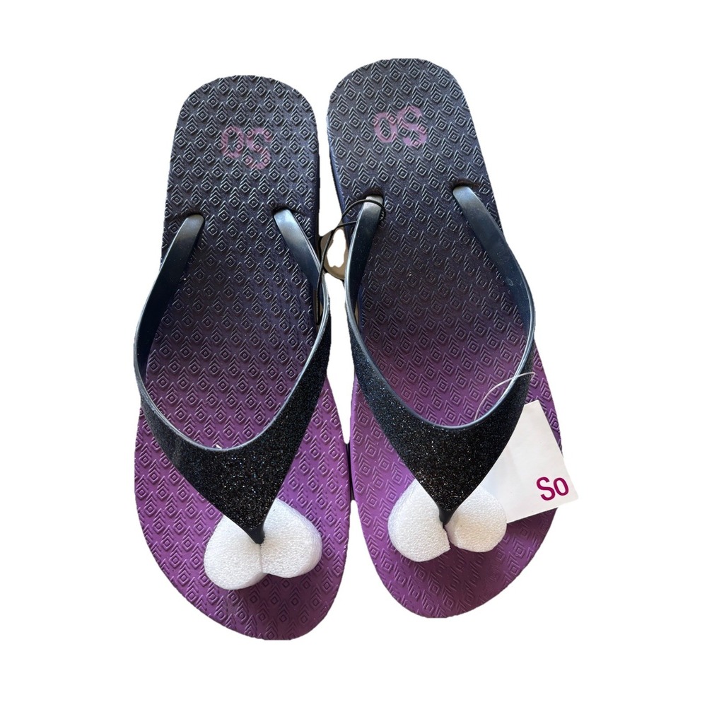 SO Ombre Hooded Glitter Flip Flop Wedge  Sandal NWT Navy L /9-10 NEW Beach Vacay